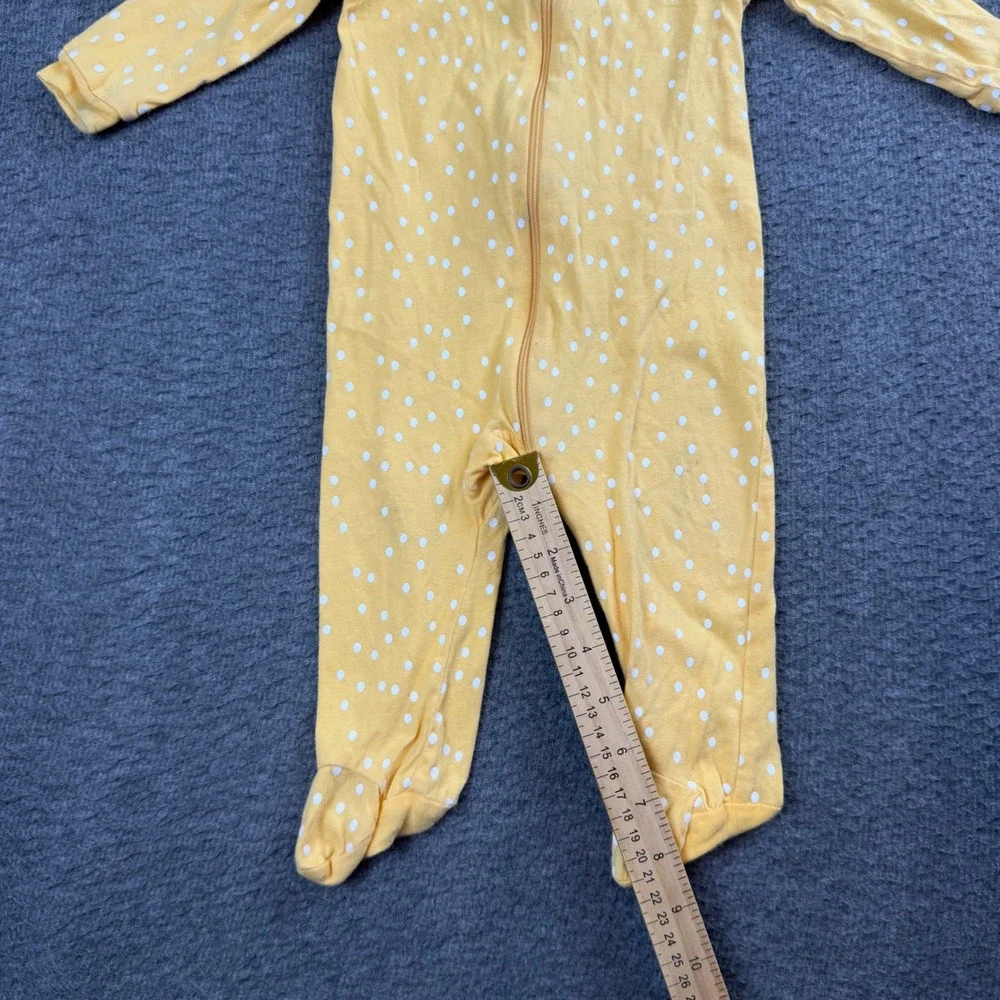 Onesies Brand Footed Sleeper Kids 3-6 Months Yellow Polka Dot Zip Up Pajamas‎